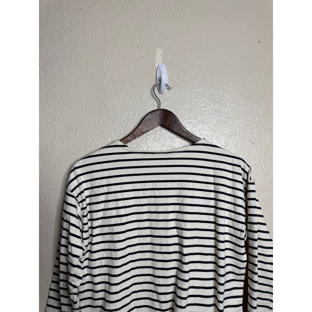 KULE Striped Long Sleeve Cotton Breton Top Ivory Navy Size M - Picture 7 of 10